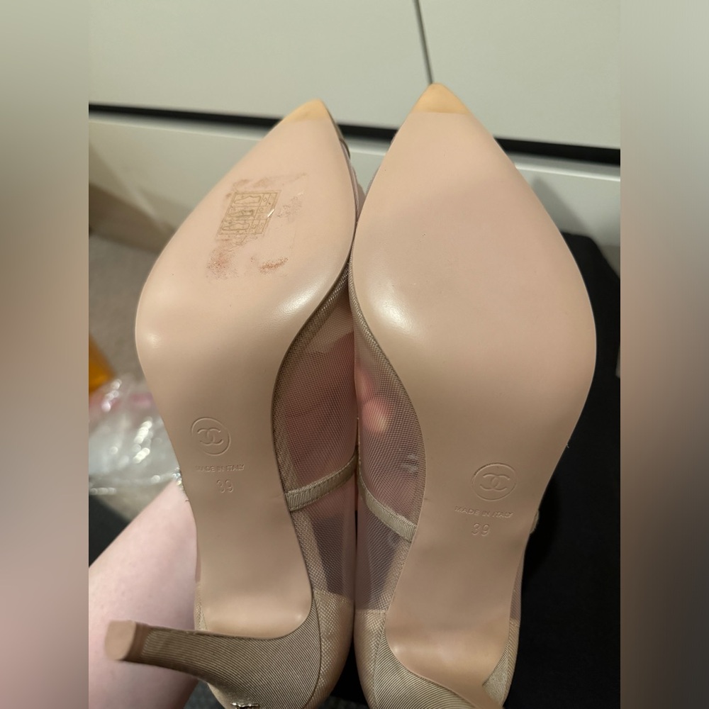 Chanel BNIB camelia mesh sheer pump heels logo size 39 - Picture 11 of 14